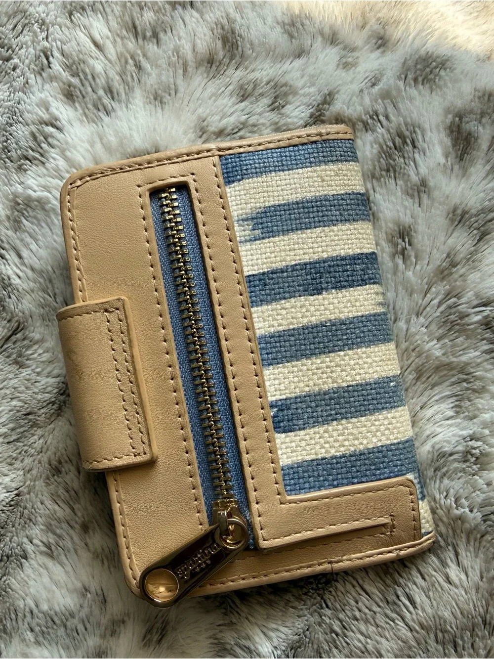 Spartina 449 Blue & Tan Woven Pineapple Snap Card Holder